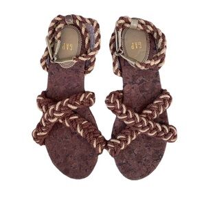 Gap Brown Cork Braided Rope Boho Sandals Sz 8